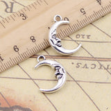 10pcs Charms Moon Face 21x15mm Tibetan Bronze Silver Color Pendants Antique Jewelry Making DIY Handmade Craft EF3871