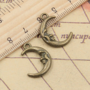10pcs Charms Moon Face 21x15mm Tibetan Bronze Silver Color Pendants Antique Jewelry Making DIY Handmade Craft EF3871