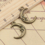 10pcs Charms Moon Face 21x15mm Tibetan Bronze Silver Color Pendants Antique Jewelry Making DIY Handmade Craft EF3871