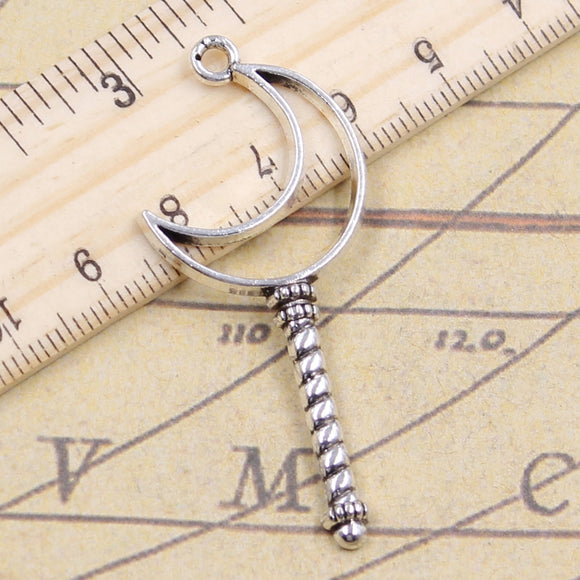 10pcs Charms Moon Magic Turned Stick 53x23mm Tibetan Silver Color Pendants Antique Jewelry Making DIY Handmade Craft Pendant