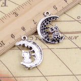 10pcs Charms Moon Owl 27x20mm Tibetan Silver Color Pendants Antique Jewelry Making DIY Handmade Craft