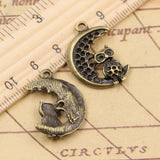 10pcs Charms Moon Owl 27x20mm Tibetan Silver Color Pendants Antique Jewelry Making DIY Handmade Craft