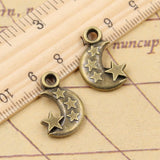 10pcs Charms Moon Star 21x14x3mm Tibetan Bronze Silver Color Pendants Antique Jewelry Making DIY Handmade Craft