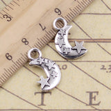 10pcs Charms Moon Star 21x14x3mm Tibetan Bronze Silver Color Pendants Antique Jewelry Making DIY Handmade Craft