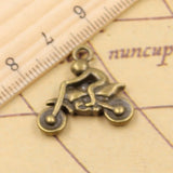 10pcs Charms Motorcycle Motorcross 21x21mm Tibetan Bronze Silver Color Pendants Antique Jewelry Making DIY Handmade Craft