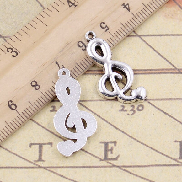 10pcs Charms Musical Note Heart 29x13mm Tibetan Bronze Silver Color Pendants Antique Jewelry Making DIY Handmade Craft Pendant