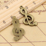 10pcs Charms Musical Note Heart 29x13mm Tibetan Bronze Silver Color Pendants Antique Jewelry Making DIY Handmade Craft Pendant