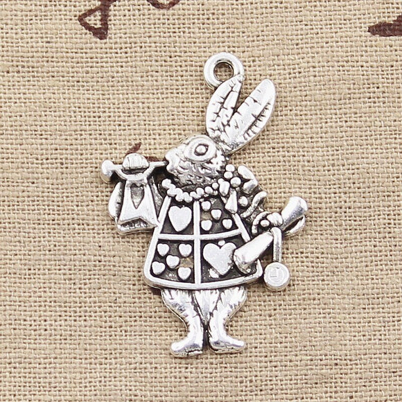 10pcs Charms Musical Rabbit Trumpet 36x23mm Antique Silver Color Pendants DIY Crafts Making Findings Handmade Tibetan Jewelry