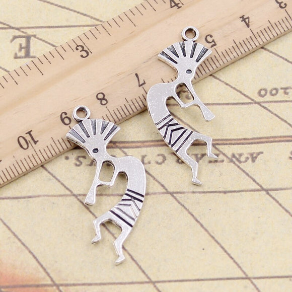 10pcs Charms Native Kokopelli 38x14mm Tibetan Silver Color Pendants Antique Jewelry Making DIY Handmade Craft