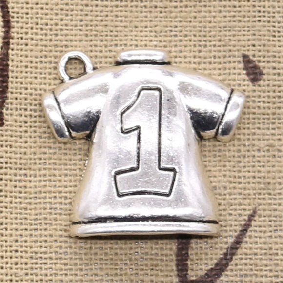 10pcs Charms No.1 Football Soccer Clothes 25x26mm Antique Silver Color Pendants DIY Making Findings Handmade Tibetan Jewelry
