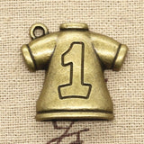 10pcs Charms No.1 Football Soccer Clothes 25x26mm Antique Silver Color Pendants DIY Making Findings Handmade Tibetan Jewelry