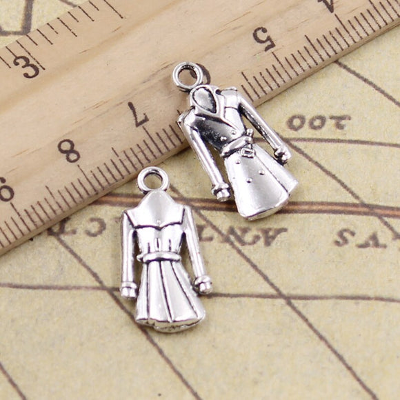 10pcs Charms Overcoat Coat Trenchcoat 23x11mm Tibetan Bronze Silver Color Pendants Antique Jewelry Making DIY Handmade Craft