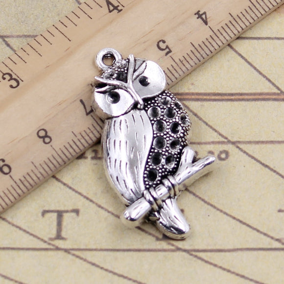 10pcs Charms Owl Standing Branch 41x22mm Tibetan Silver Color Pendants Antique Jewelry Making DIY Handmade Craft Pendant
