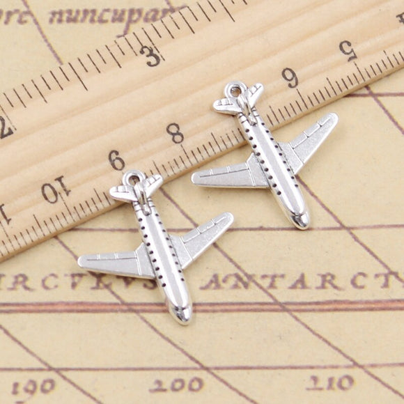 10pcs Charms Passenger Plane Airplane 26x25mm Tibetan Silver Color Pendants Antique Jewelry Making DIY Handmade Craft