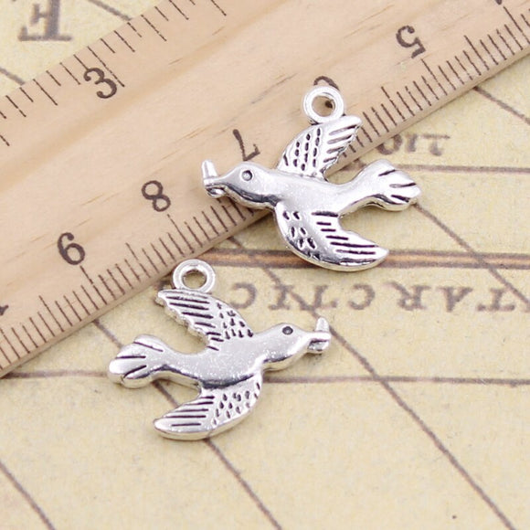 10pcs Charms Peace Dove Swallow 21x19mm Tibetan Silver Color Pendants Antique Jewelry Making DIY Handmade Craft Pendant ef4721