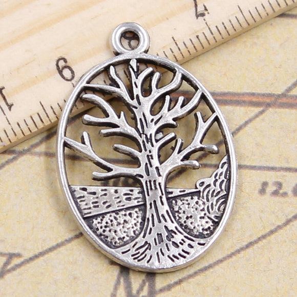10pcs Charms Peace World Tree 34x24mm Tibetan Silver Color Pendants Antique Jewelry Making DIY Handmade Craft