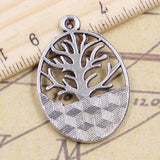 10pcs Charms Peace World Tree 34x24mm Tibetan Silver Color Pendants Antique Jewelry Making DIY Handmade Craft