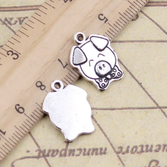 10pcs Charms Pig 20x15mm Tibetan Bronze Silver Color Pendants Antique Jewelry Making DIY Handmade Craft