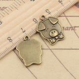 10pcs Charms Pig 20x15mm Tibetan Bronze Silver Color Pendants Antique Jewelry Making DIY Handmade Craft