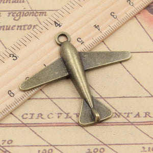 10pcs Charms Plane Airplane 50x42mm Antique Bronze Silver Color Pendants Making DIY Handmade Jewelry Factory Wholesale