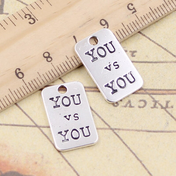 10pcs Charms Plates You Versus You 21x13mm Tibetan Silver Color Pendants Antique Jewelry Making DIY Handmade Craft Pendant