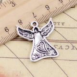 10pcs Charms Pray Angel Heart Star 27x24mm Tibetan Silver Color Pendants Antique Jewelry Making DIY Handmade Craft EF3833
