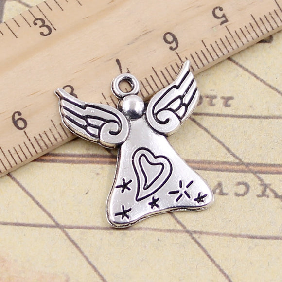 10pcs Charms Pray Angel Heart Star 27x24mm Tibetan Silver Color Pendants Antique Jewelry Making DIY Handmade Craft EF3833