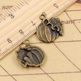 10pcs Charms Pumpkin Leaf Fall Thanksgiving Halloween 21x18mm Tibetan Bronze Silver Color Pendants Antique Making DIY Pendant