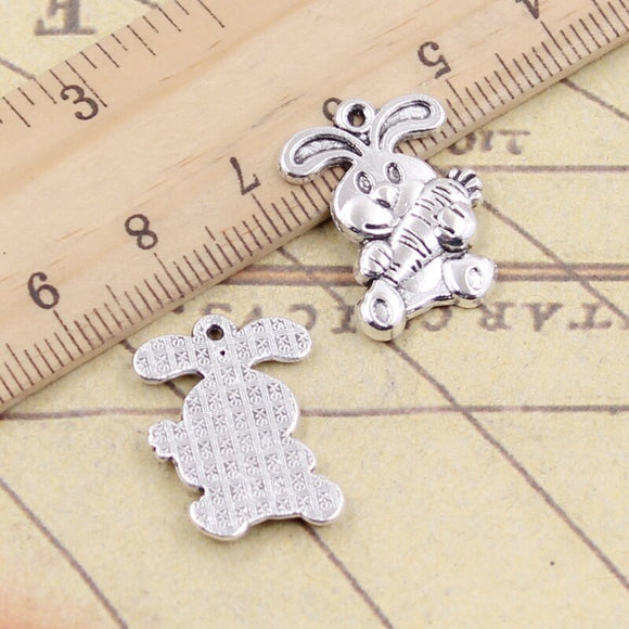 10pcs Charms Rabbit Bunny Carrot Easter 21x15mm Tibetan Silver Color Pendants Antique Jewelry Making DIY Handmade Craft Pendant