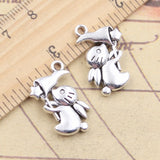 10pcs Charms Rabbit Catch Star 24x15mm Tibetan Silver Color Pendants Antique Jewelry Making EF3682