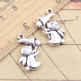 10pcs Charms Rabbit Catch Star 24x15mm Tibetan Silver Color Pendants Antique Jewelry Making EF3682