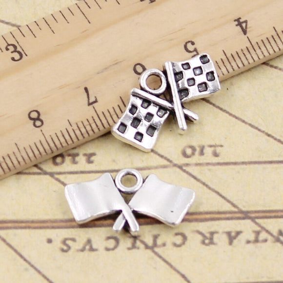 10pcs Charms Racing Flag 13x22mm Tibetan Silver Color Pendants Antique Jewelry Making DIY Handmade Craft Pendant