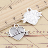 10pcs Charms Ribbon Heart Love 21x25mm Tibetan Silver Color Pendants Antique Jewelry Making DIY Handmade Craft