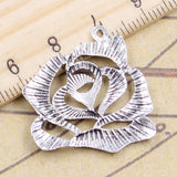 10pcs Charms Rose Flower 26x28mm Tibetan Silver Color Pendants Antique Jewelry Making DIY Handmade Craft Pendant