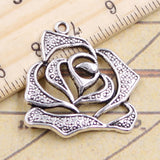 10pcs Charms Rose Flower 26x28mm Tibetan Silver Color Pendants Antique Jewelry Making DIY Handmade Craft Pendant