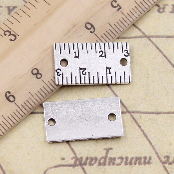 10pcs Charms Ruler Measuring Connector 21x12mm Tibetan Bronze Silver Color Pendants Antique Jewelry Making DIY Handmade Craft