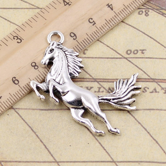 10pcs Charms Running Horse 51x32mm Tibetan Bronze Silver Color Pendants Antique Jewelry Making DIY Handmade Craft EF3934