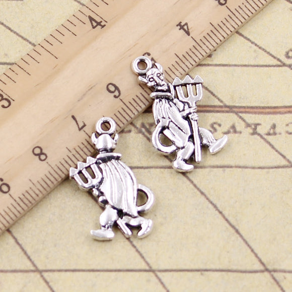 10pcs Charms Satan Demon Devil 26x15mm Tibetan Silver Color Pendants Antique Jewelry Making DIY Handmade Craft