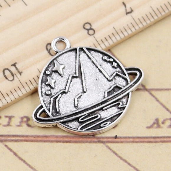 10pcs Charms Saturn Planet Spark Star 25x28mm Tibetan Silver Color Pendants Antique Jewelry Making DIY Handmade Craft
