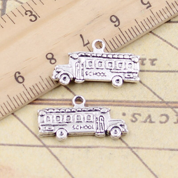 10pcs Charms School Bus 13x23mm Tibetan Silver Color Pendants Antique Jewelry Making DIY Handmade Craft Pendant ef4720