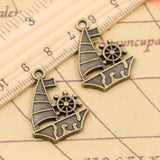 10pcs Charms Ship Boat 28x22mm Tibetan Bronze Silver Color Pendants Antique Jewelry Making DIY Handmade Craft