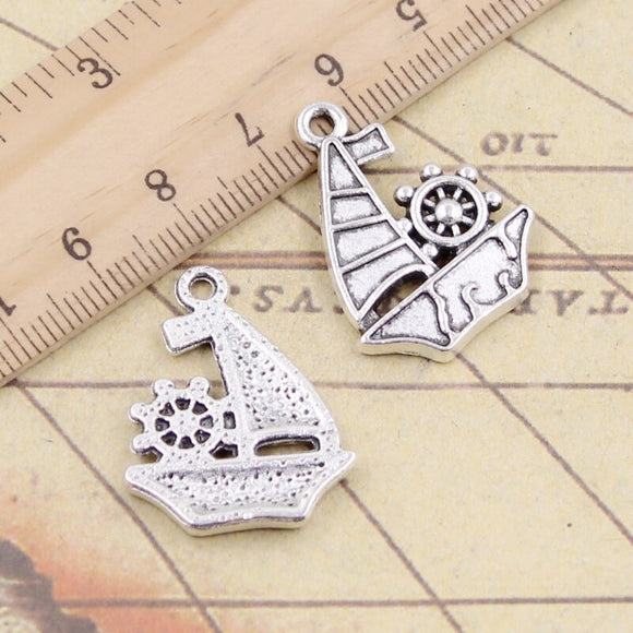 10pcs Charms Ship Boat 28x22mm Tibetan Bronze Silver Color Pendants Antique Jewelry Making DIY Handmade Craft