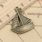 10pcs Charms Ship Boat Sailboat 30x25mm Tibetan Bronze Silver Color Pendants Antique Jewelry Making DIY Handmade Craft