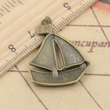10pcs Charms Ship Boat Sailboat 30x25mm Tibetan Bronze Silver Color Pendants Antique Jewelry Making DIY Handmade Craft