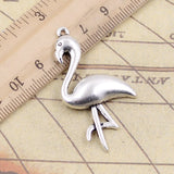 10pcs Charms Single Stand Crane Flamingo 25x46mm Tibetan Bronze Silver Color Pendants Antique Jewelry Making DIY Handmade Craft