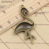 10pcs Charms Single Stand Crane Flamingo 25x46mm Tibetan Bronze Silver Color Pendants Antique Jewelry Making DIY Handmade Craft
