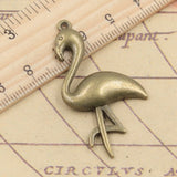 10pcs Charms Single Stand Crane Flamingo 25x46mm Tibetan Bronze Silver Color Pendants Antique Jewelry Making DIY Handmade Craft
