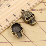 10pcs Charms Skeleton Head Skull 21x13mm Tibetan Bronze Silver Color Pendants Antique Jewelry Making DIY Handmade Craft