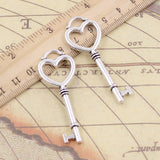 10pcs Charms Skeleton Heart Key 53x20mm Tibetan Bronze Silver Color Pendants Antique Jewelry Making DIY Handmade Craft