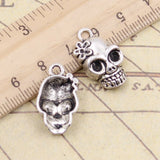 10pcs Charms Skeleton Skull 21x13mm Antique Bronze Silver Color Pendants Making DIY Handmade Jewelry Factory Wholesale